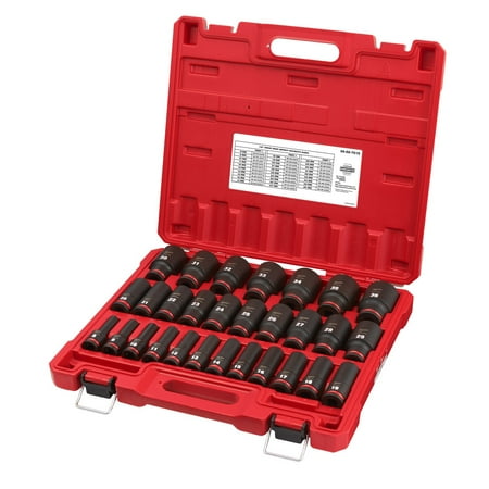 UPC: 0045242582570 | Milwaukee Impact Socket Set 1/2  Drive Metric 6 Point Forged Impact Steel 29-Pc