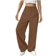 thumbnail image 6 of ZACPNCV Womens Loose Wide Leg Pants Casual Trousers High Waisted Loose Straight Leg Stylish Pants Suit Pants Coffee, 6 of 7