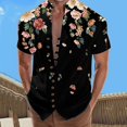 thumbnail image 3 of Camisas Vaqueras Para Hombre Manga Corta Camisa de manga corta con solapa y hebilla de bolsillo con impresión digital 3D para hombre (Black, XL), 3 of 4
