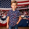 thumbnail image 2 of Angala Child Tees Summer Short Sleeve Button Down Shirts Lapel Neck Firework Print Independence Day Comfortable Soft Dailywear Toddler Boys T Shirts Size 2-3 Years Dark Blue, 2 of 4