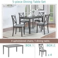 thumbnail image 2 of GZXS 5-Piece Dining Table Set, Solid Wood Rectangular Table with 4 Upholstered Chairs & X-Shaped Backrest, Gray, Easy Assembly for Small Space, 2 of 9
