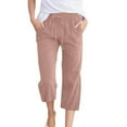 thumbnail image 1 of Women Comfortable High Waisted Wide Leg Pants Drawstring Elastic Trousers Comfy Straight Leg Long Pants With Pockets, 1 of 5