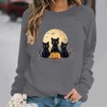 thumbnail image 2 of Idoravan Womens Tops Long Sleeve Shirts for Women Women's Loose And Casual Halloween Printed Long-sleeved Round-neck Capless Sweater Gray L, 2 of 6