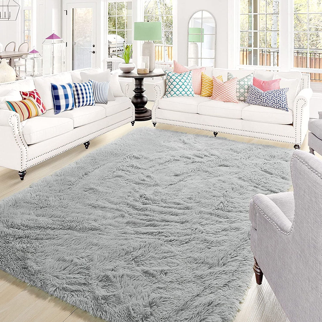 Light Grey Fluffy Rugs
