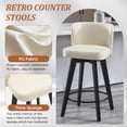 thumbnail image 5 of TEWLOSS Counter Height Bar Stools Set of 2, 27.5in Swivel PU Leather Bar Chairs with Curved Back for Kitchen Island, Beige, 5 of 9