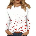 thumbnail image 6 of TKLPEHG Valentines Day T Shirts for Women Casual Round Neck Long Sleeve Heart Print Graphic Tee Comfy Pullover (Red,M), 6 of 7