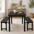 thumbnail image 3 of UHOMEPRO Dining Table Set for 4, Kitchen Table with 2 Benches, Modern Dining Room Table Set with Metal Frame, Breakfast Nook Furniture Set for Home Cafeteria Bar Kitchen, Black, 3 of 12