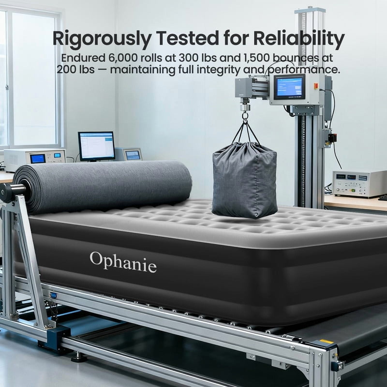 Ophanie Queen Air Mattress, 18-Inch Elevated Inflatable Bed with Built-in Pump, Puncture-Resistant, Quick Inflation/Deflation, Portable for camping & Guests, Black