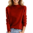 thumbnail image 6 of Mock Neck Tops for Women Long Sleeve Dressy Casual Lightweight Basic Knitted Pullover Sweater Red S, 6 of 6