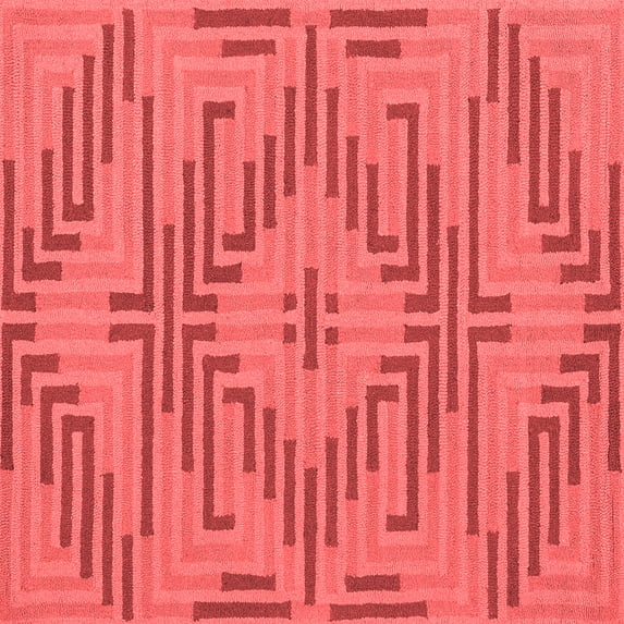 Ahgly Company Indoor Square Abstract Red Contemporary Area Rugs, 7' Square
