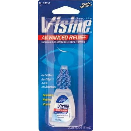 Visine Advanced Relief Eye Drops, Travel Size 0.28 oz (Pack of 6)