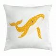 thumbnail image 1 of Whale Throw Pillow Cushion Cover, Big Cartoon Sea Animal Ocean Mammal Aquatic Wildlife Illustration, Decorative Square Accent Pillow Case, 18 X 18 Inches, Marigold Yellow and White, by Ambesonne, 1 of 2