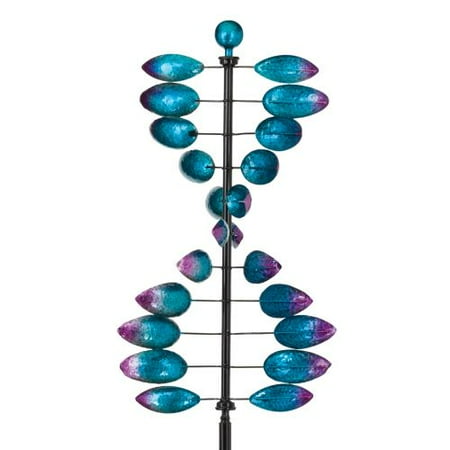- Regal Art and Gift 12255 - Blue and Bronze Helix Solar Wind Spinner