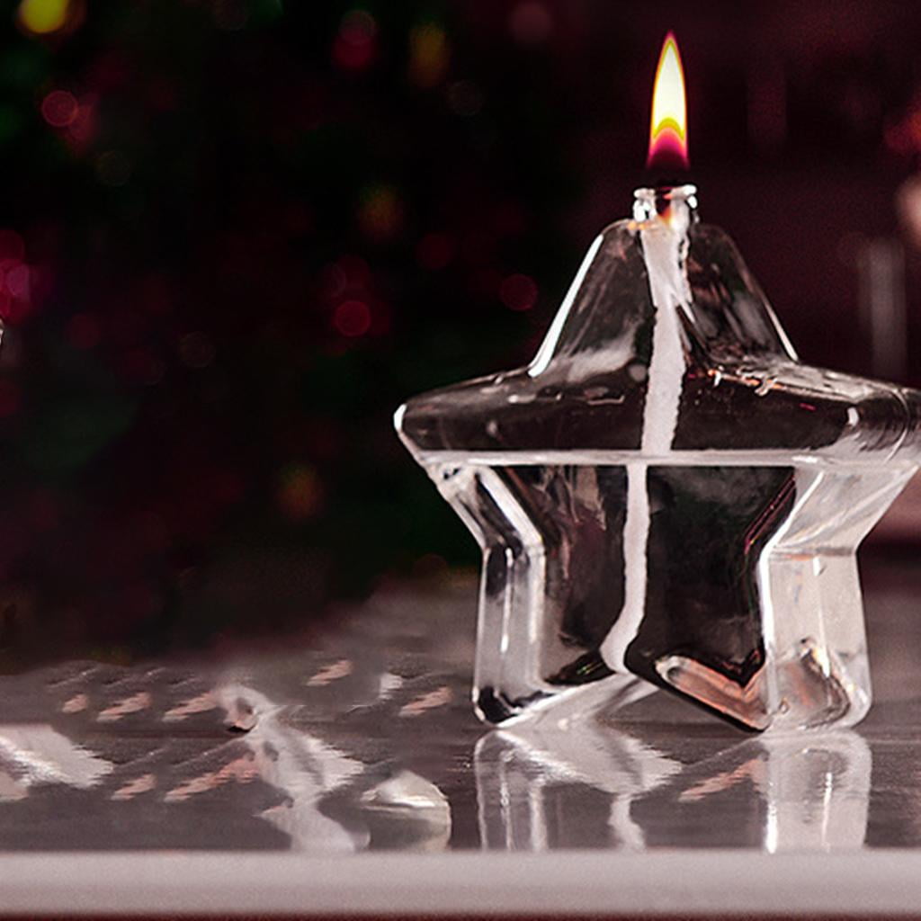 Fancyes 2xHandblown Glass Oil Lamp Home Decoration Gift Five-pointed star