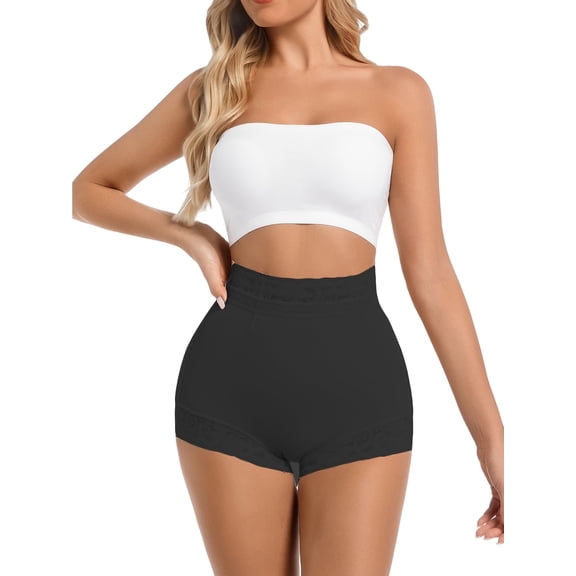 LEZSHOOU Womens High Waist Butt Lifter Padded Lace Panties Tummy Control Shapewear Underwear