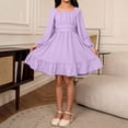 thumbnail image 6 of Eltusu Girls Casual Dresses, Crewneck Long Sleeve Princess Midi Dress Kids Clothes Purple Size 8T, 6 of 6