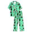 thumbnail image 4 of Drie Women Christmas Pjs Pajamas for Women Set 2 Piece Lounge Set Short Sleeve Pjs Joggers Long Pants Sleepwear with Pockets Mint Green,L, 4 of 5