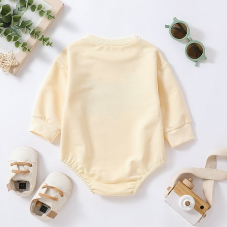 

Gubotare Baby Bodysuit Winter Baby Boys Girls Romper Toddler One Piece Solid Color Outfits Long Sleeve Hoodie Playsuit Jumpsuits Clothing Yellow 9-12 Months