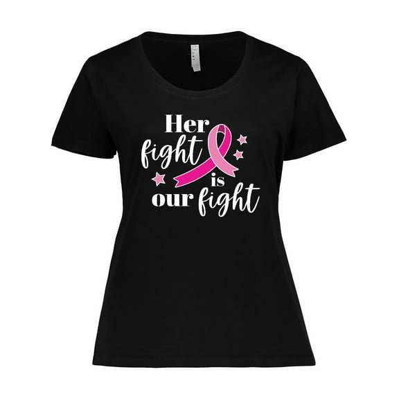 Inktastic Breast Cancer Awareness Her Fight is Our Fight Women's Plus Size T-Shirt