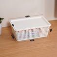 thumbnail image 5 of Small Plastic Storage Basket with Lid Handle 7x10.9x4 in Cream White 6 Pack, 5 of 9