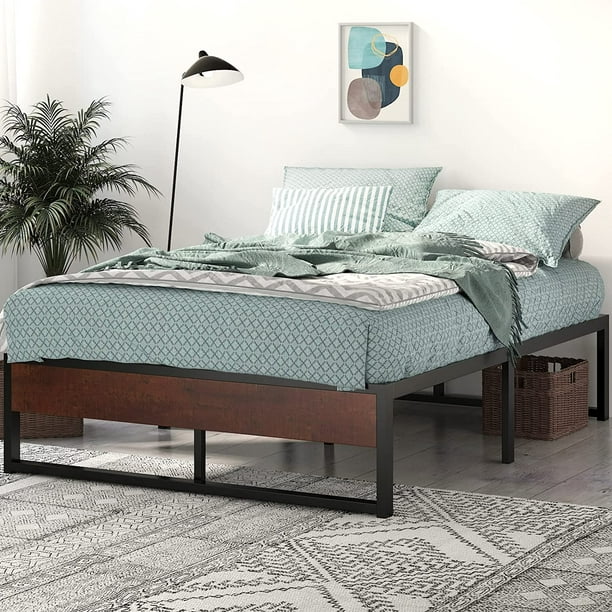Sha Cerlin Full Size Metal Platform Bed, Rustic King Bed With Storage Underneath