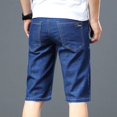 thumbnail image 5 of Pantalones cortos vaqueros de negocios para hombre, de talla grande 42, 44 y 46, de moda, informales, ajustados, azules, de marca, para verano, 5 of 5