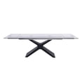 thumbnail image 4 of HomeRoots  30 x 63 x 35 in. Glass & Black Extendable Rectangular Dining Table with X Metal Base, 4 of 6