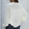 thumbnail image 4 of Flash Pick Olyvenn Women's Solid Color Knitted Batwing Sleeve Shrug Cardigan Sweater Cropped Bolero Outwear Top White 4, 4 of 4
