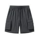 thumbnail image 2 of pstuiky Hombres bajos, Pantalones cortos casuales de moda para hombre, sólidos, con cordón, cintura elástica y múltiples bolsillos Pantalones cortos cargo, 2 of 4