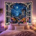 thumbnail image 2 of Garden Pavilion View Through Arched Window with Moonlit Flowers, Romantic Fantasy for Garden Lovers, Mystical Wall Art Decor, Housewarming Gift, Tapestry Wall Hanging for Bedroom and Living Room, 2 of 7