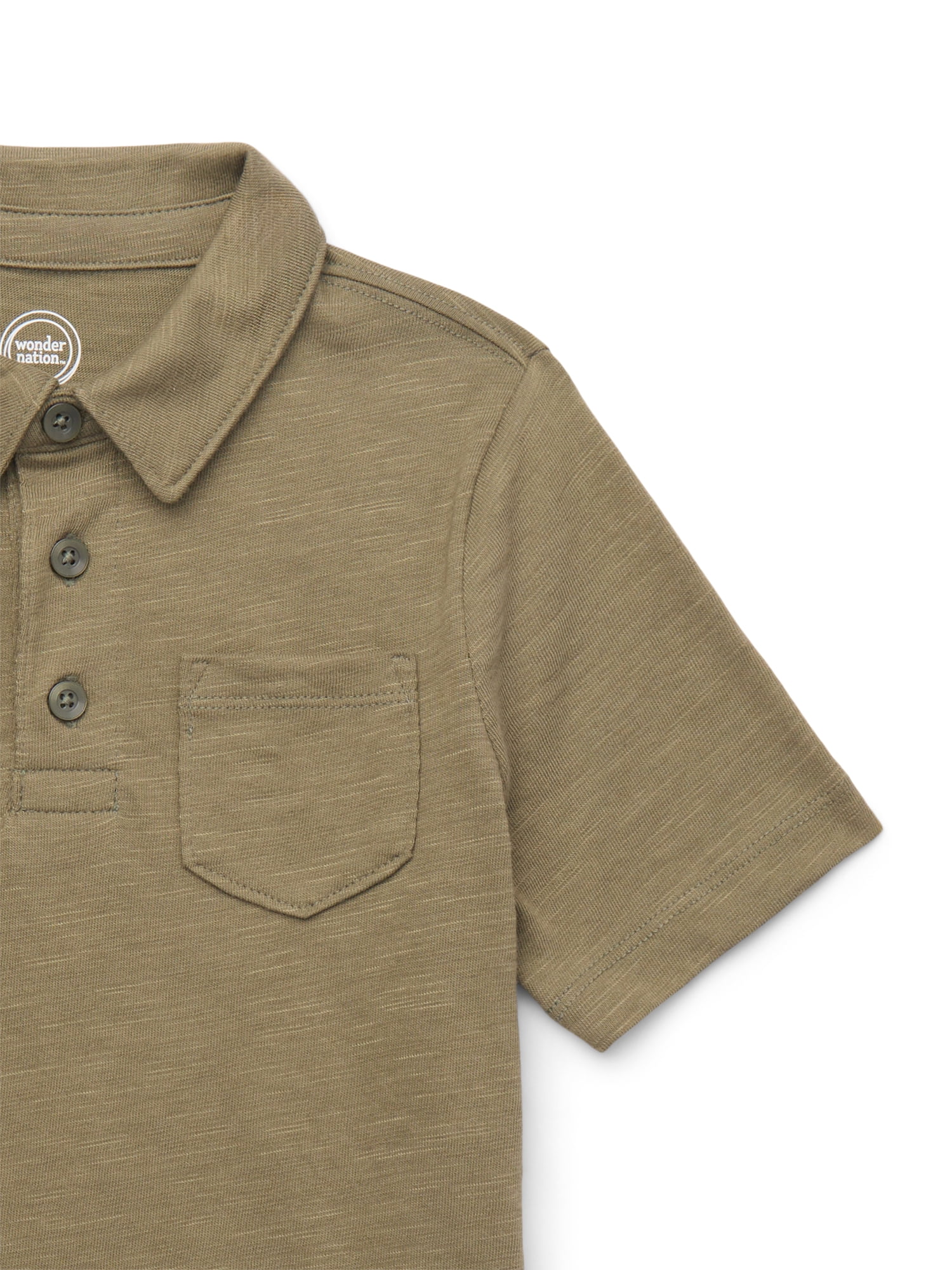 Wonder Nation Boys Short Sleeve Slub Polo Shirt, Sizes 4-18 & Husky