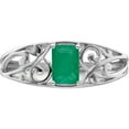 thumbnail image 5 of Sterling Silver Rhodium Plated Emerald Ring (Size 8) Made In India qr4503e-8, 5 of 5