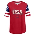 thumbnail image 4 of 4th of July T-Shirts for Women's Independence Day Patriotic Graphic Summer Print V Neck Short Sleeve Casual Blouse Tee Red 2XL, 4 of 4