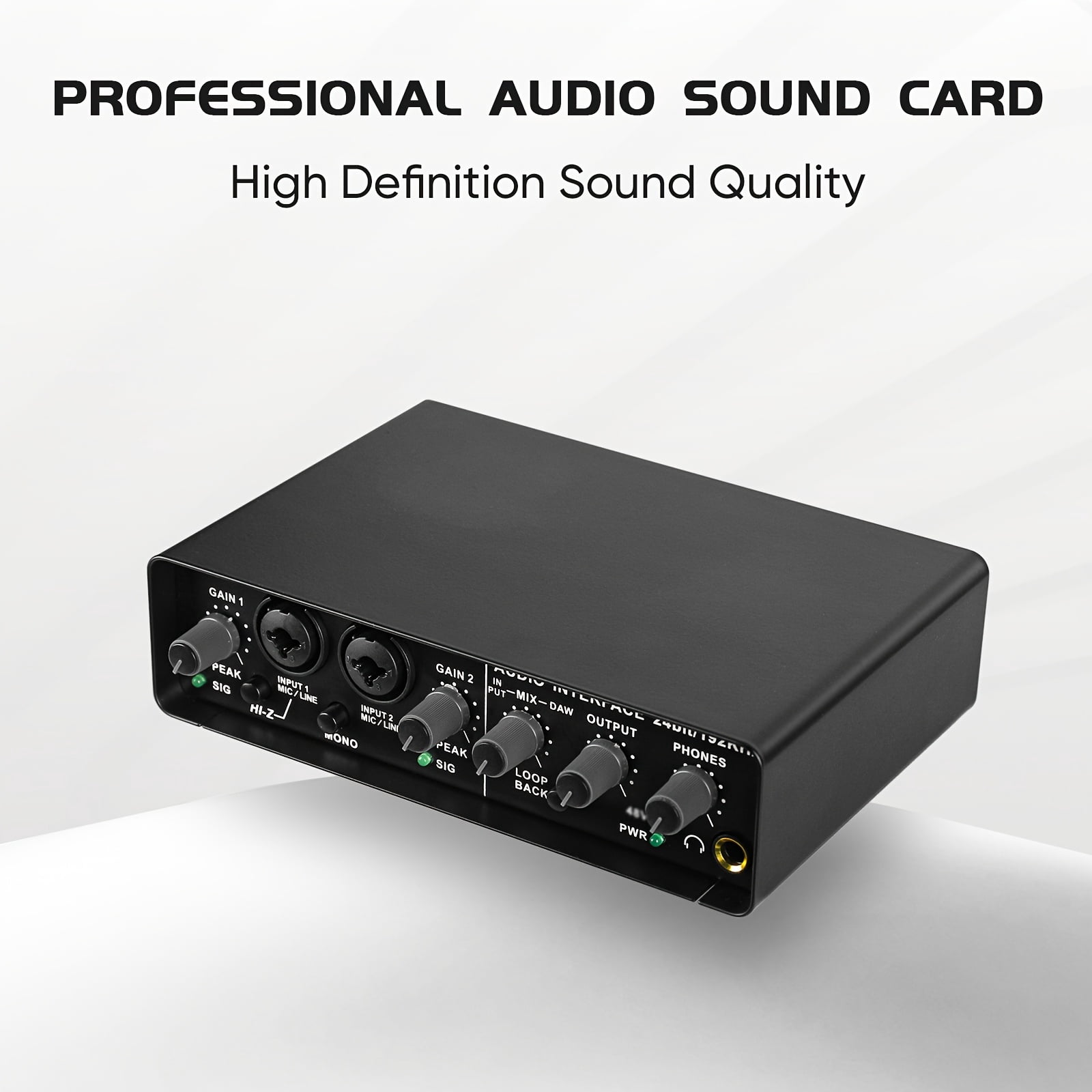 2-Channel USB Audio Interface | 24-bit/192kHz, Low Latency, Dual 48V Phantom Power, Ultra-Low Noise, Studio-Grade Sound for Home Studios, Podcasts, Live Broadcasts |, Metal, USB Powered
