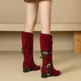 thumbnail image 2 of UngA Cowboy Chic Cowboy Boots Embroidered Cowgirl Boots Western Mid-Calf Knee-High Boots with Heel Red,7, 2 of 7