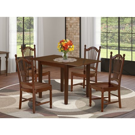 Homestock Antique Accents Dining Room Table Set 5 Pieces- 4 Awesome Wooden Chairs And An Eye-Catching Wood Table - Mahogany Finish Solid Wood Chair Seat - Mahogany Finish Hardwood Frame.