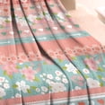 thumbnail image 3 of Pink Pioneer Flower Striped Pattern Blanket,Comfortable Soft Lamb Wool Throw Blanket,All Season,Warm Lightweight Blankets for Sofa Bed Couch Living Room Chair,30"x40", 3 of 4