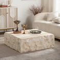 thumbnail image 3 of Mid-Century Rectangle Coffee Table, Vintage Faux Stone Centre Table, End Table for Living Room Office Apartment, No Assembly, Beige, 3 of 8
