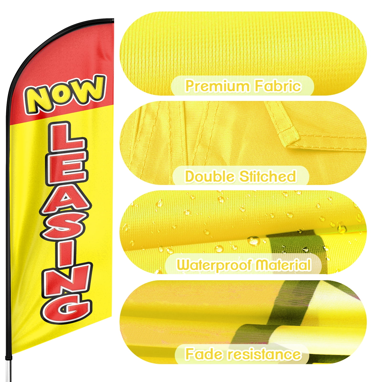 Now Leasing Sign Feather Flag ,8FT Now Leasing outdoor advertising flag, Now Leasing Business Sign,Now Leasing Swooper Flag（FLAG ONLY）