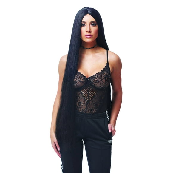 Peluca Costume Culture Reality West, negra y platino, 40 cm de largo