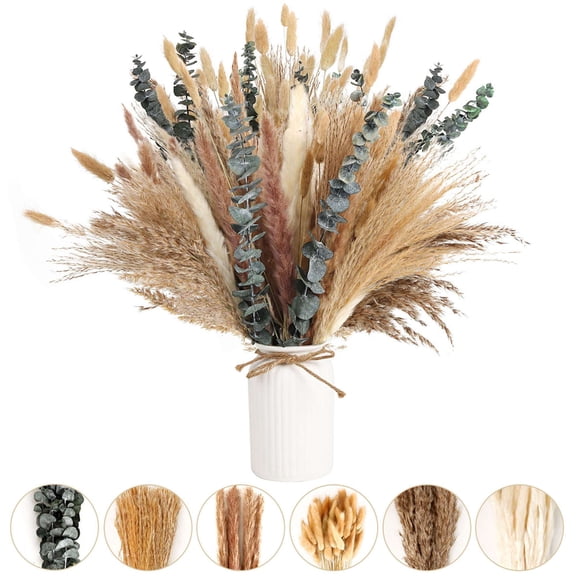 Gustave 110 PCS Dried Pampas Grass Boho Home Decor Natural Bunny Tails Reed Grass Dried Flower Bouquet for Wedding Party Centerpiece Table Decorations