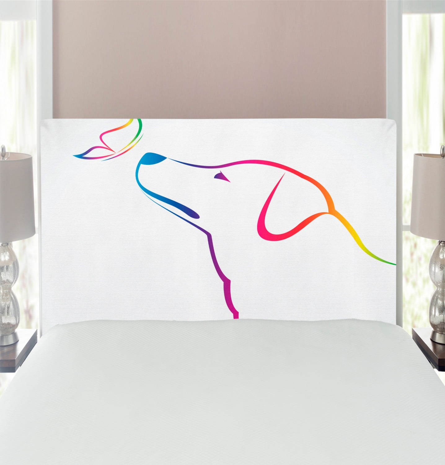 Dog Headboard, Image of a Labrador Butterfly Miracle of the Earth Friend Universe