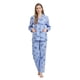thumbnail image 1 of Apparonia Conjuntos de Pijama para Mujer, ropa de dormir de algodón; camisa m/l con botones al frente y pantalón. Pijamas con cuello solapa, conjunto para casa, estampado ciervo y flor., 1 of 7