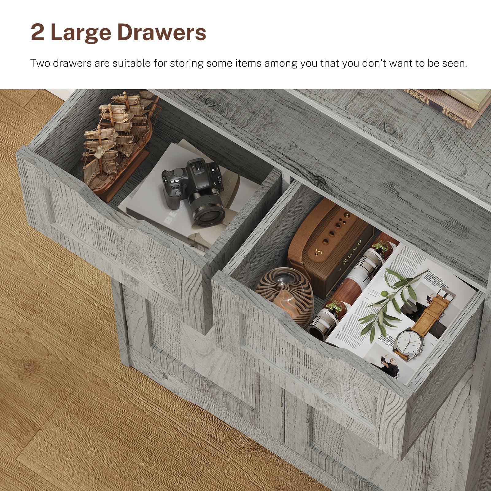 57.8" H Tall Storage Cabinet with Adjustable Shelf, Bathroom Cabinet with 2 Drawers, Linen Cabinet for Living Room, Black