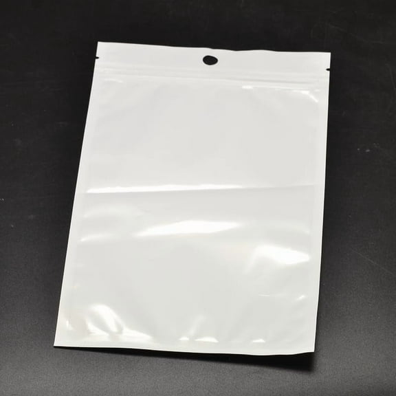 Generic 50Pcs 4x5 inch Pearl Film PVC Zip Lock Bags Cellophane Bags with Hang Hole Top Self Seal Pouches for Gift Packaging Treats Favors Multipurpose Storage White