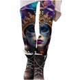 thumbnail image 2 of Feancey Limited Time Sales of The Day Mardi Gras Womens High Waisted Leggings Tummy Control Mask Printed Workout Pants Buttery Soft Stretchy Yoga Tights Trendy Carnival Party Leggings Multicolor S, 2 of 7