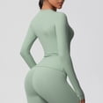 thumbnail image 3 of Workout Tops for Women Long Sleeve Yoga Athletic Tee Seamless Stretchy Quick Dry Gym Slim Fit Tshirts (M, Green), 3 of 9