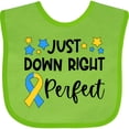 thumbnail image 3 of Inktastic Just Down Right Perfect Down Syndrome Awareness Ribbon Boys or Girls Baby Bib, 3 of 4