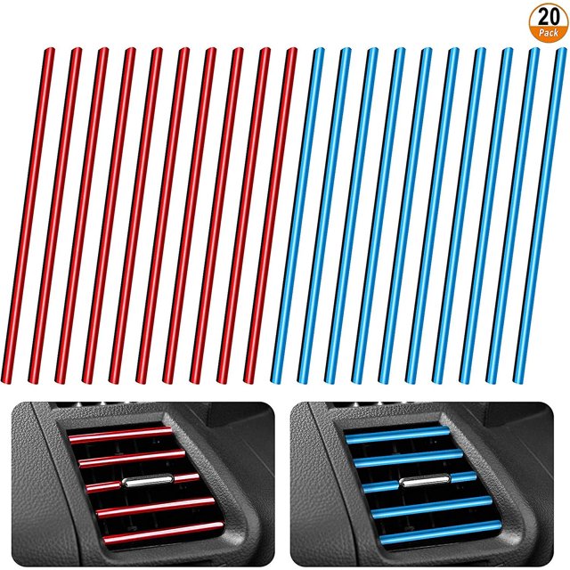 Embellecedor de salida de aire para coche, 20 unidades, tira decorativa para salida de aire de coche, salida de aire acondicionado para coche