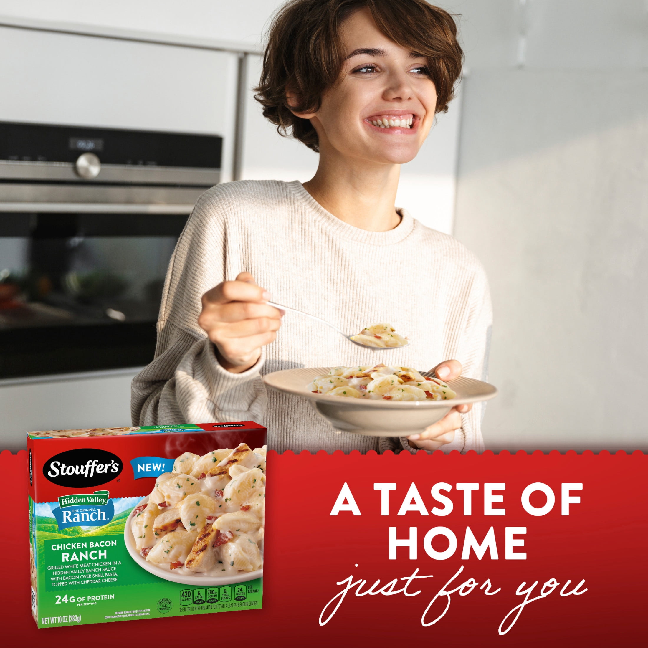 Stouffer’s Hidden Valley Chicken Bacon Ranch Pasta, Single Serve Shells and Cheese, 10 oz., (Frozen)